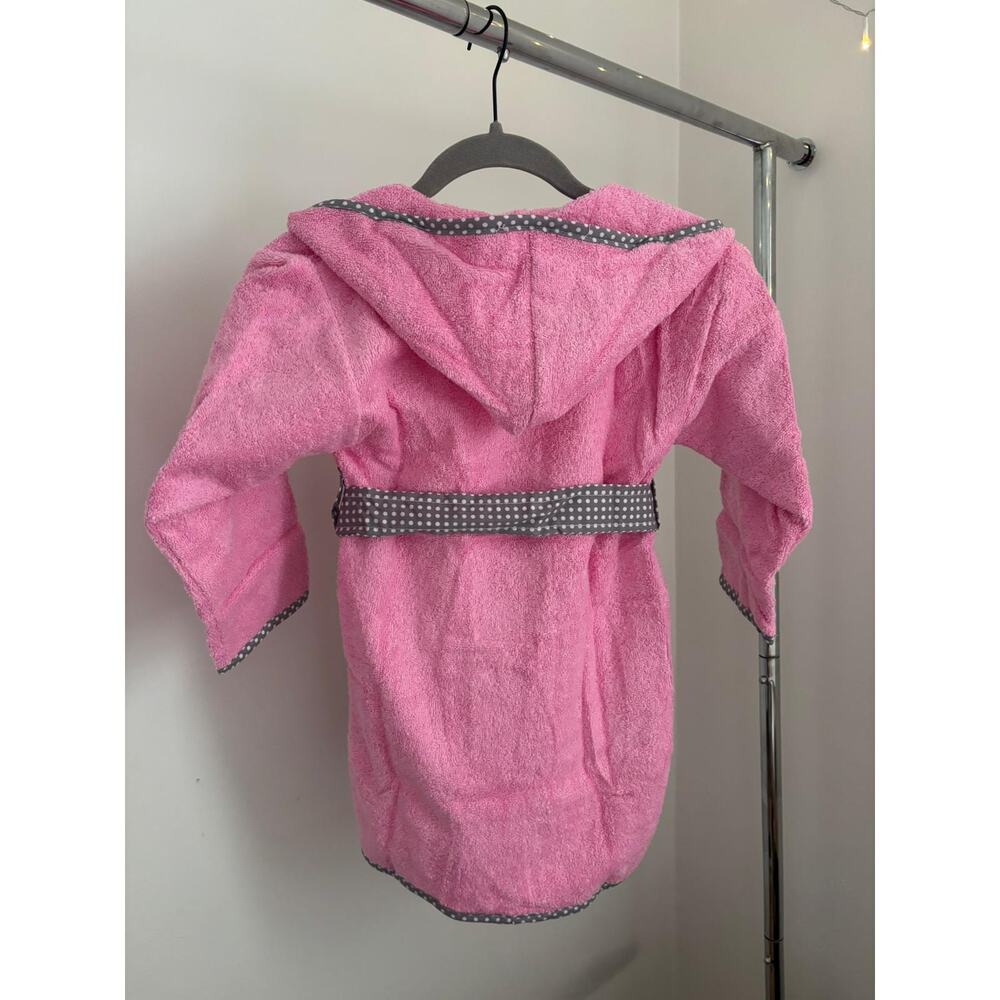 Baby Pink Bathrobe 100% Cotton Hooded Elephant Soft Robe 0-3 Months - Picture 6 of 8